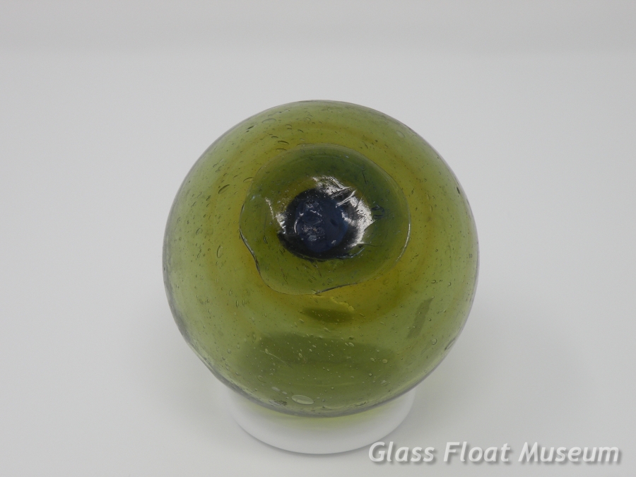 Amber Yellow Swirls with Blue Nubbin